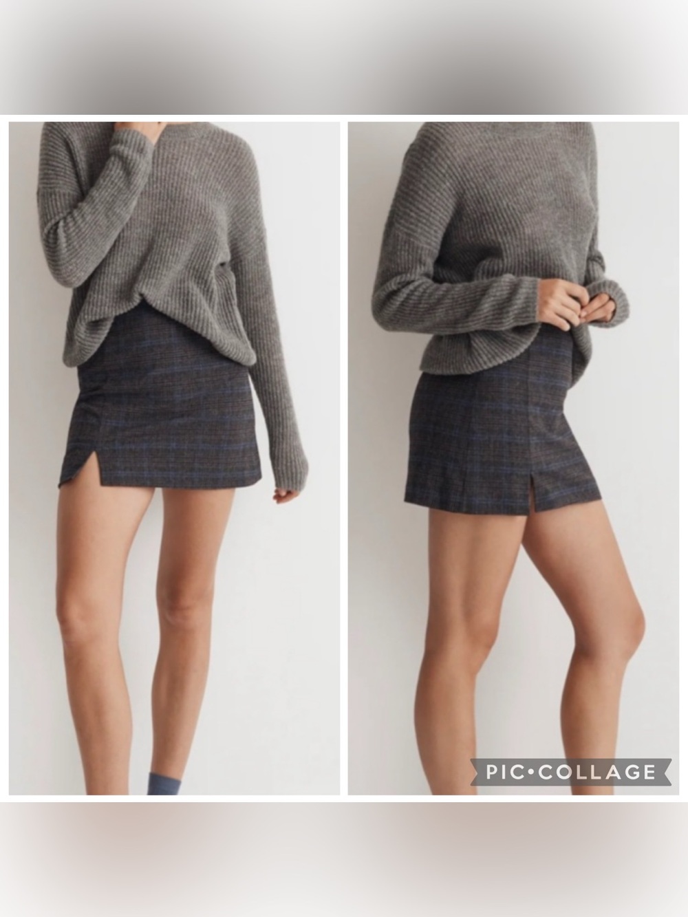 Madewell Wool-Blend Mini Skirt in Kyle Mini Glen Plaid NM535 Size 4